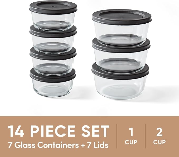 14-Piece Glass Food Storage Containers Set | 1-Cup & 2-Cup, Leakproof | - Image 3