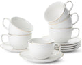 BTaT- Cappuccino Cups with Saucers 7 oz, Dishwasher Safe, Au Lait, Flat White by BrewToATea
