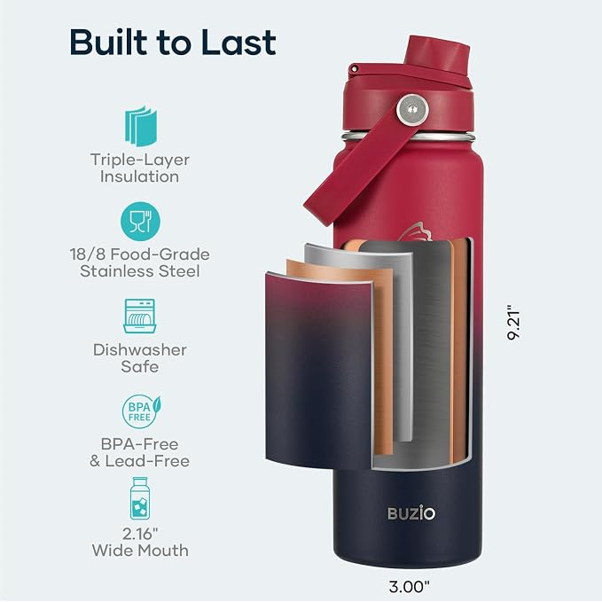 BUZIO 24 oz Insulated Stainless Steel Water Bottle - Image 4