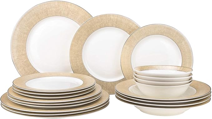 Euro Porcelain 57-pc Banquet Dinnerware Set, Luxury Tableware Dining Service for 8