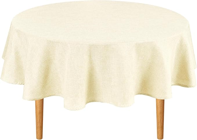 Hiasan Round Tablecloth 30 Inch Linen - Wrinkle and Stain Resistant Washable Polyester Fabric Table Cloth for Dining Room Kitchen Party, Champagne