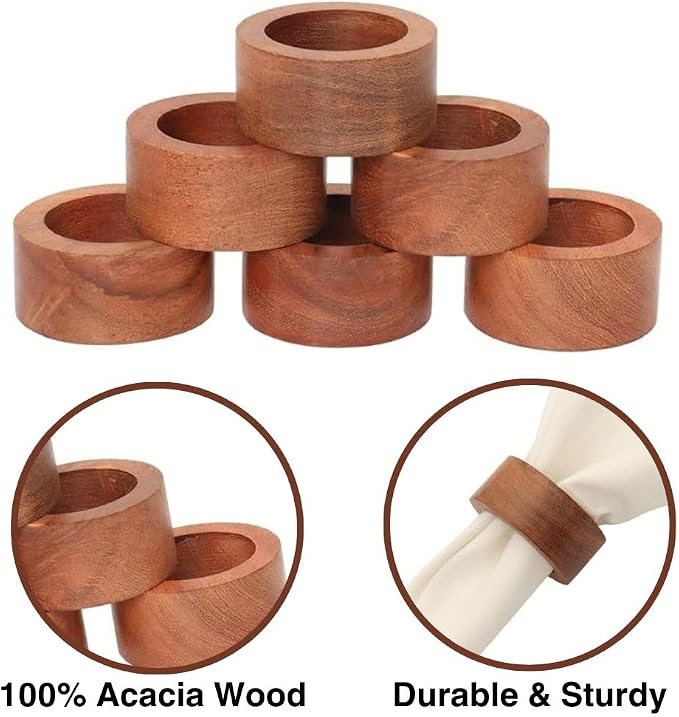 Napkin Rings for Dining Table, Classic Farmhouse Style, Holiday and Party Decor - Image 2