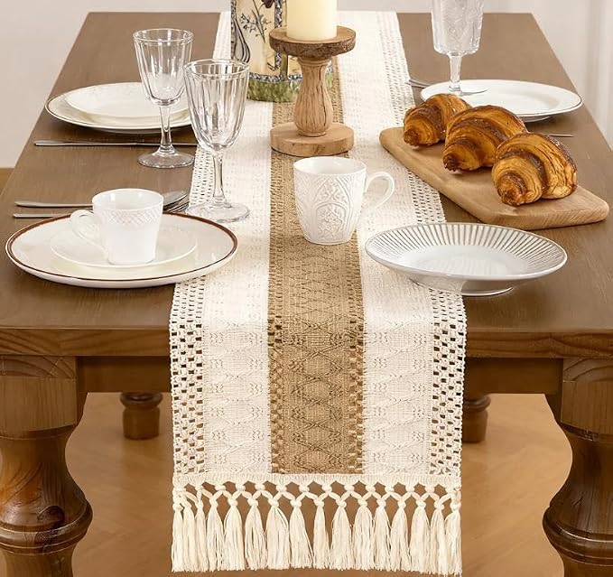 MLMW Boho Jute Table Runner Farmhouse Burlap Small Table Runner Dresser Runner - Image 5