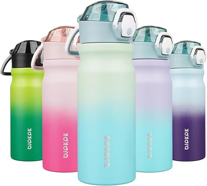 BJPKPK 18 oz Water Bottle with Straw & Handle, Insulated Stainless Flask | Leak by BJPKPK