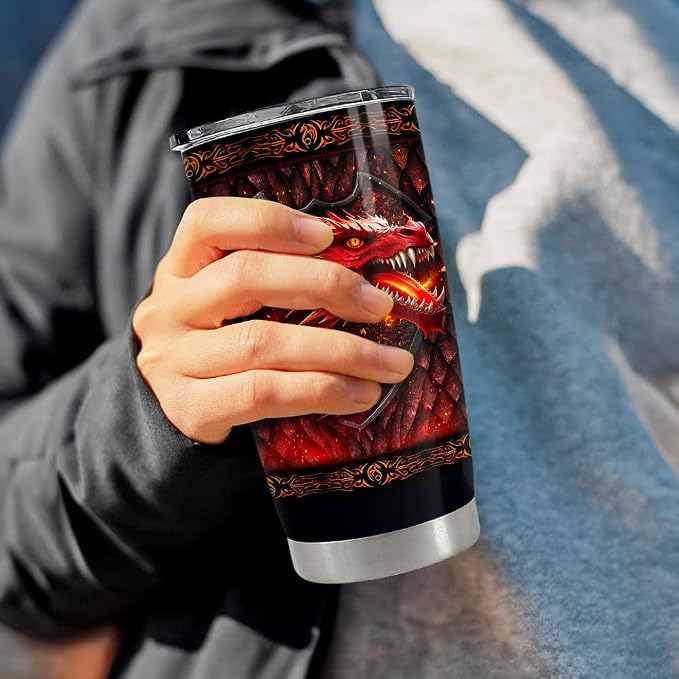 SANDJEST Dragon Tumbler 20oz Stainless Steel Insulated Coffee Travel Mug Cup - Image 6