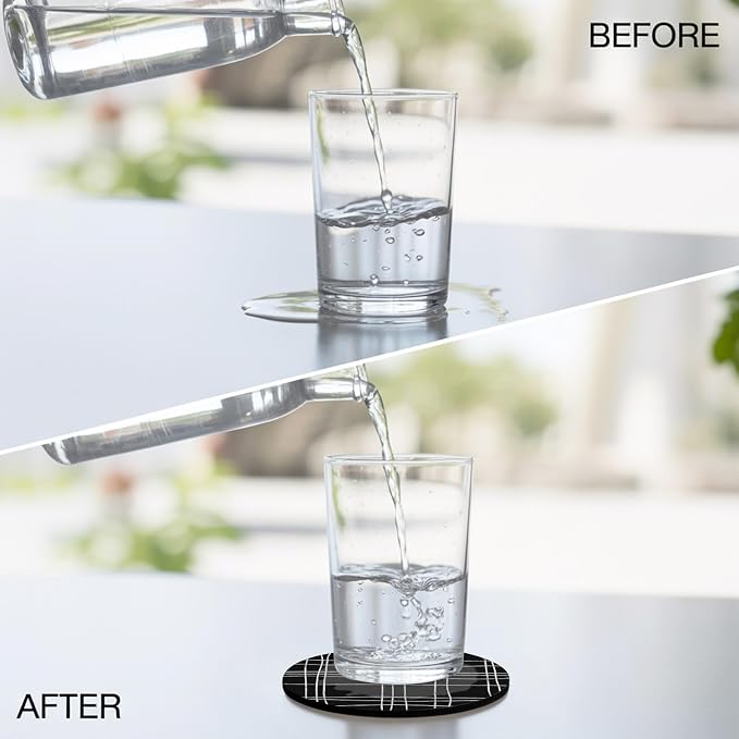 Simple Grid Coasters Set of 2, Absorbent Coasters - Image 5