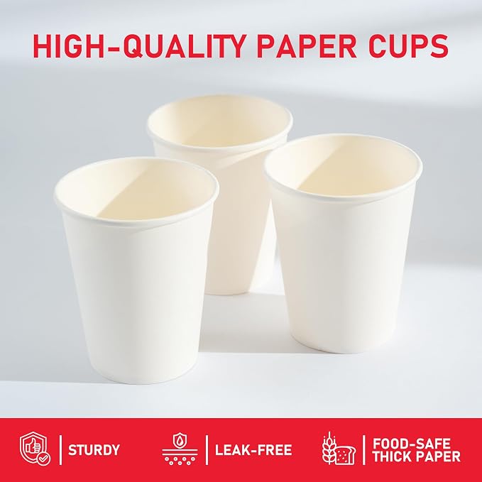 500 Pack 8 oz Paper Cups, Disposable Coffee Cups, or Juice - Image 6