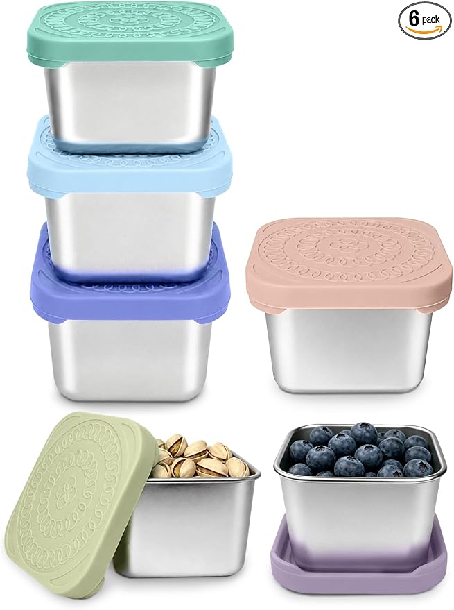 HTEVW 6 Pack Stainless Steel Snack Containers by HTEVW
