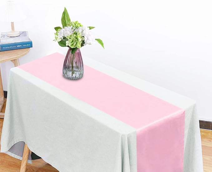 Pink Table Runners, 12x108 Inches, 15 Pack | Satin, Silk and Smooth Fabric - Image 3