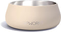 Sipworks Stainless Steel Dog Bowl – 32oz Weighted Metal Food and Water Bowls for Dogs and Cats with Non-Slip Base - Pet Bowls for All Breeds Sizes for Travel & Outdoor Play | Buttercream