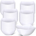 Tanlade 50 Pcs Square Plastic Serving Bowls Disposable Snack Salad Bowl Small Party Candy Bar Containers Taco Bar Serving Dishes for Buffet Chips Fruit(White,8 oz)