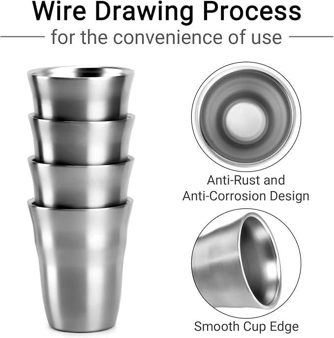 Beasea Stainless Steel Cups 8.8 oz, 8 Pack Small Stainless Steel Tumbler Bulk - Image 4