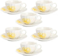 BTaT- Floral Tea Cups and Saucers Set, 7 oz, Porcelain Tea Cups by BrewToATea