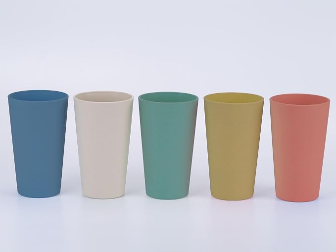 Wheat Straw Unbreakable Cup | 20 oz Reusable Water Drinking Glasses Sets of 5 | - Image 3