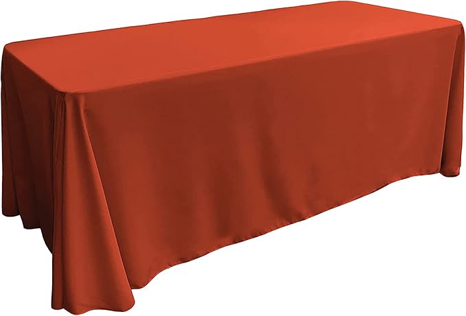 LA Linen Polyester Poplin Washable Rectangular Tablecloth, Stain and Wrinkle Resistant Table Cover 90x132, Fabric Table Cloth for Dinning, Kitchen, Party, Holiday 90 by 132-Inch, Rust
