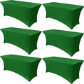 Obstal 6 Pack Stretch Spandex Table Covers for 8 Foot Tables - 8 FT Universal Rectangular Fitted Tablecloth Protector for Wedding, Banquet, Party (Green, 96 Length x 30 Width x 30 Height Inches)