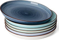 Sweese Dinner Plates, 10 Inch Round Porcelain Plates, Dish Set for Lunch, Party, Wedding, Restaurant, Microwave, Oven, Dishwasher Safe Plates Set of 6, Cool Assorted Colors