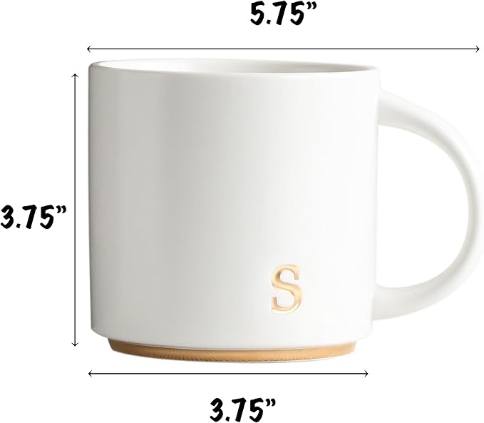 COLLECTIVE HOME Ceramic Coffee Mug, 15 oz Monogram Cup - Image 2