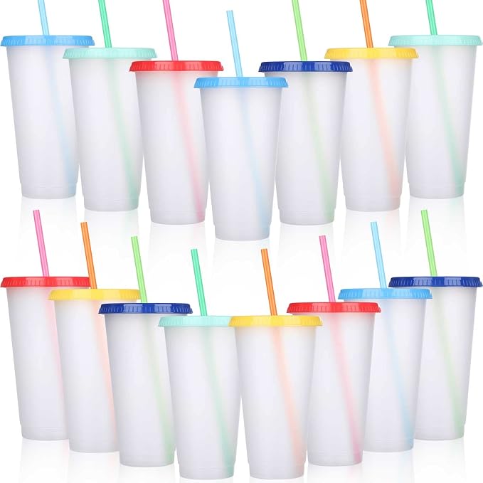 Honeydak 15 Pack Tumbler with Straw and Lid Bulk Cups by Honeydak