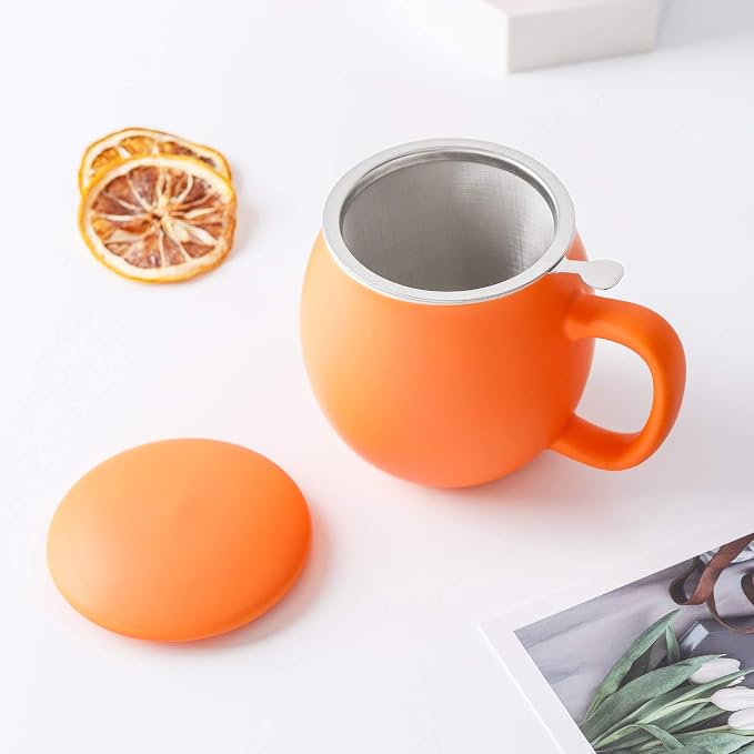 Yundu 12 OZ Matte Orange Ceramics Teacup - Image 5