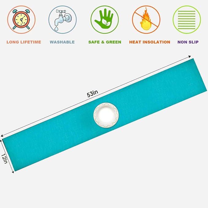 GIVERARE Table Runner, 12x53 in Heat-Resistant Woven Vinyl Long Tabletop - Image 3
