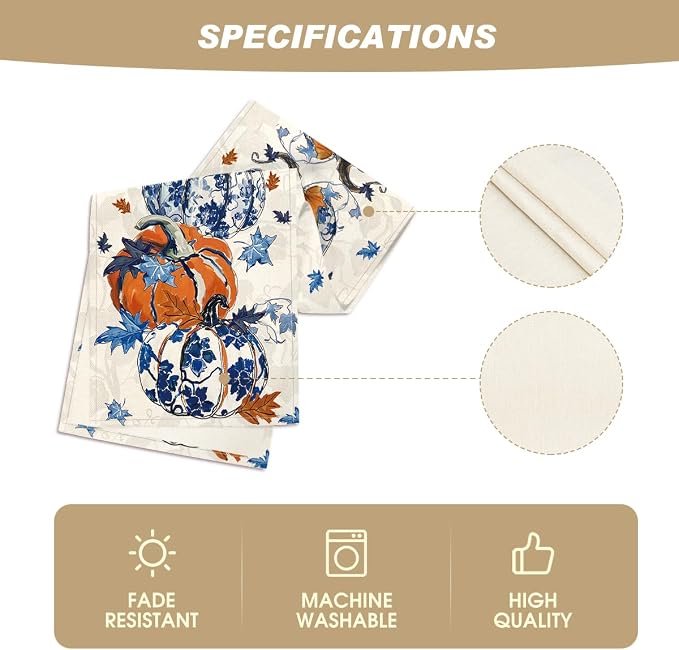 Artoid Mode 210 GSM Fall Table Runner 13x90 Inch Home Party Decor | Pumpkins - Image 5