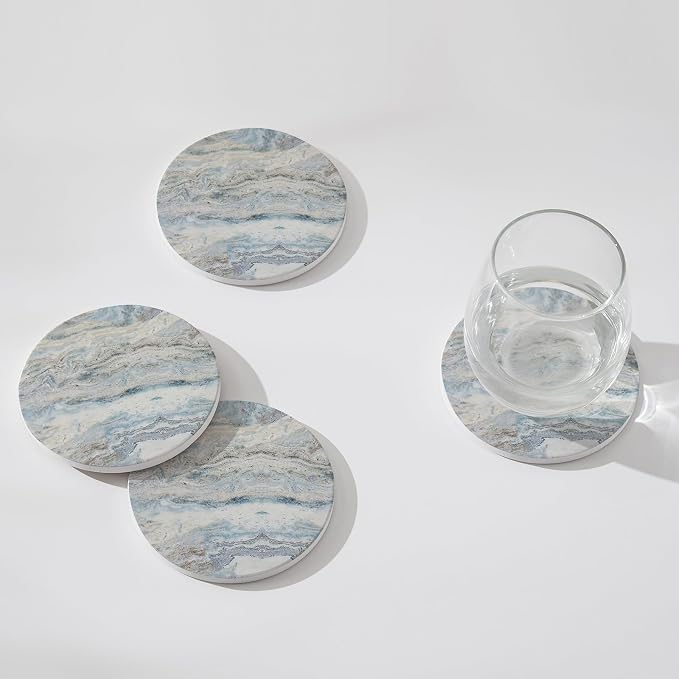 Set of 6 Mix Color Abstract Onyx Marble Coasters - Image 2