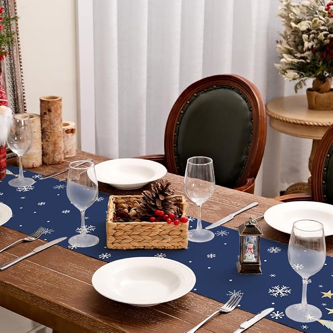 Christmas Table Runner 13x36 Inch, Xmas Trees Snowflakes Holiday Decorative - Image 8