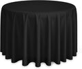 Lann's Linens - 132" Round Premium Tablecloth for Wedding/Banquet/Restaurant - Polyester Fabric Table Cloth - Black