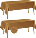 Fokitut 2 Pack Waterproof Rectangle Tablecloth, 60x102 Inch, Stain Resistant and Wrinkle Polyester Table Cloth, Fabric Table Cover for Kitchen Dining, Wedding, Party, Holiday Dinner-Gold