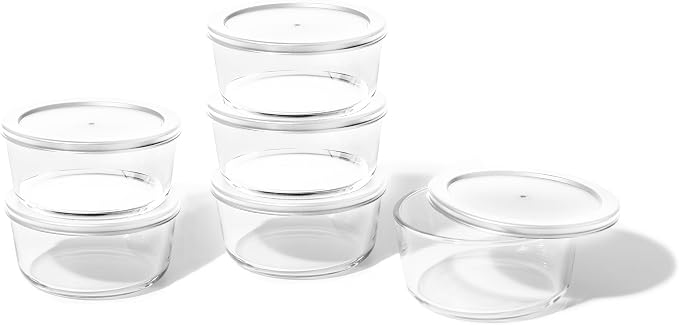12-Piece Glass Food Storage Containers Set | 4-Cup, Leakproof | Microwave - Image 4