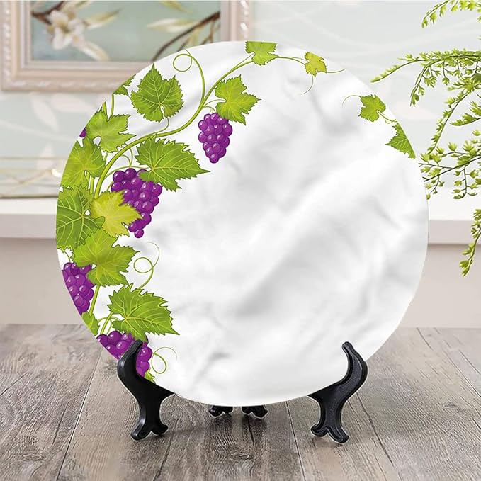 Ceramic Display Plate, Vineyard Ceramic Hanging Decorative Plate, Italian Latin Artistic, 10 Inch, Household Custom Ceramic Plate, Multicolor