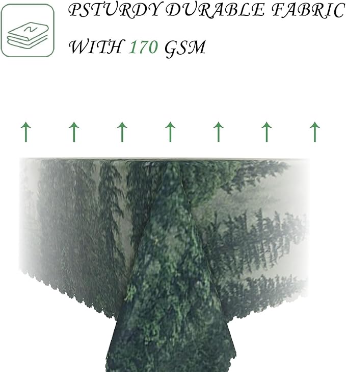 60x120 Inch Nature Scenery Rectangular Tablecloth Foggy Wild Forest Mysterious Secret Realm Table Cloth Waterproof Durable Table Cover for Home Game Room Banquet Picnic Outdoor BBQ Decor