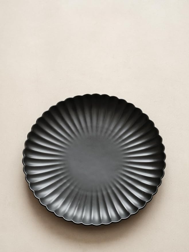 WENSHUO Daisy Plates Set of 6 (Matte Black, 9 Inch)