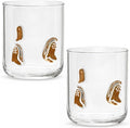 Skylety 2 Pack Icon Juice Glasses, 14 oz Stemless Glass Cups, Juice Cocktail by Skylety