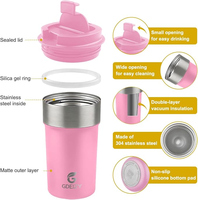 17oz Insulated Travel Coffee Mug, Stainless Steel Cup - Image 4