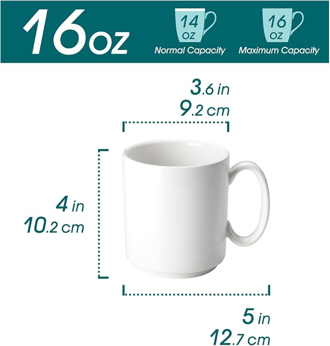 vancasso Porcelain Coffee Mugs Set of 6, 16 oz Coffee Cups - Image 2