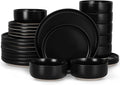 LIANYU Plates and Bowls Sets for 8, 24 Piece Stoneware Dinnerware Set, by LIANYU