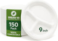 9-Inch Compostable Paper Plates [150-Pack] – Heavy-Duty Disposable Plates Made from Bagasse (Sugarcane Fiber), Eco-Friendly Biodegradable Dinnerware, Microwave-Safe & Leak-Proof