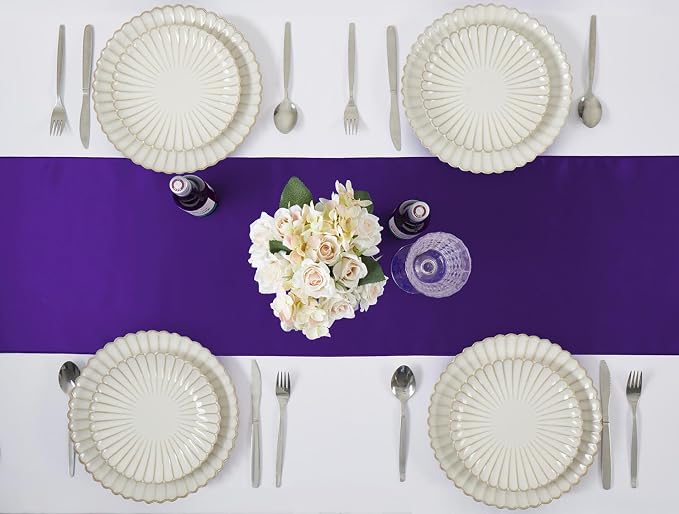 Purple Satin Table Runner, 12x108 Inches, 2 Pack | Premium Satin, Smooth - Image 5