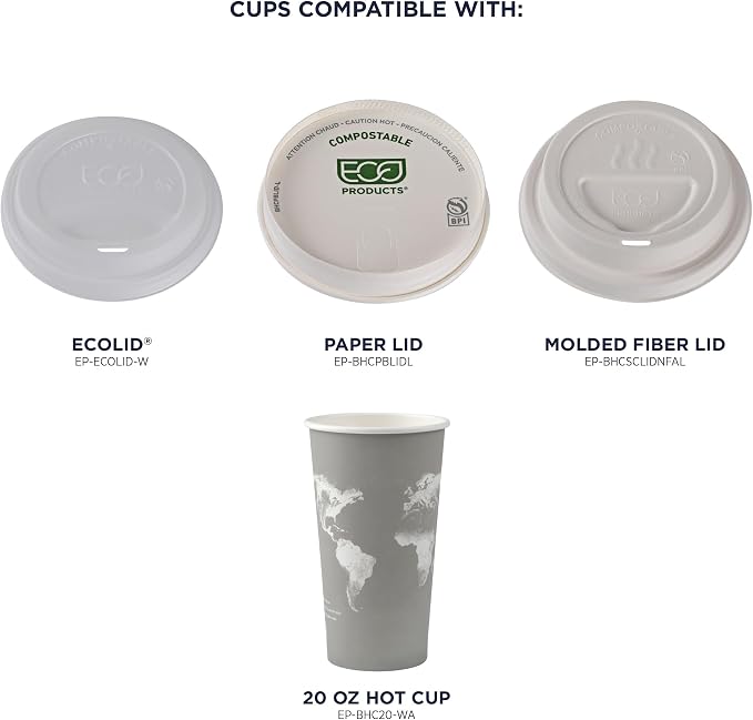 ECO PRODUCTS Compostable Disposable World Art 20oz Large Coffee Cups, Renewable - Image 6