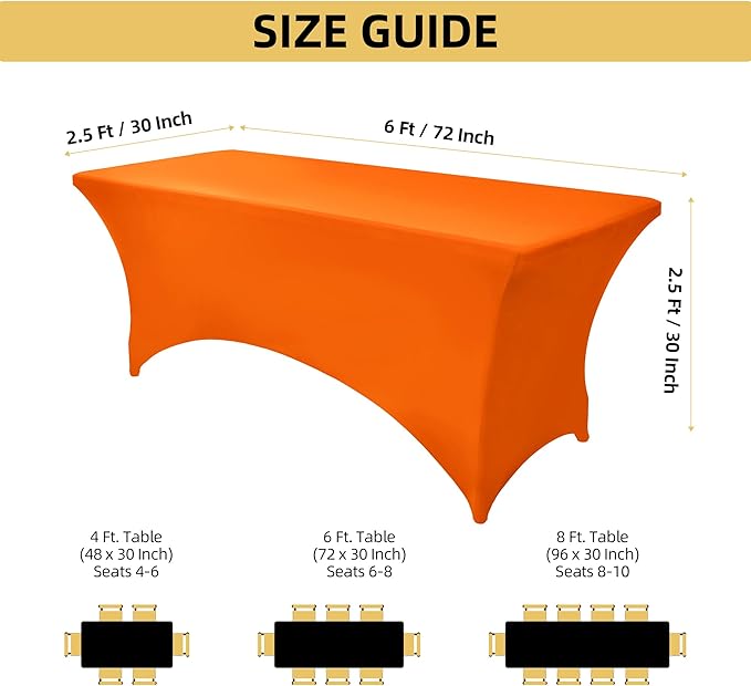 2-Pack 6ft Spandex Table Covers for Rectangle Standard Folding Tables - Wrinkle Resistant Stretch Tablecloths - Ultimate Fitted Table Protector for Parties, Trade Shows, Banquet