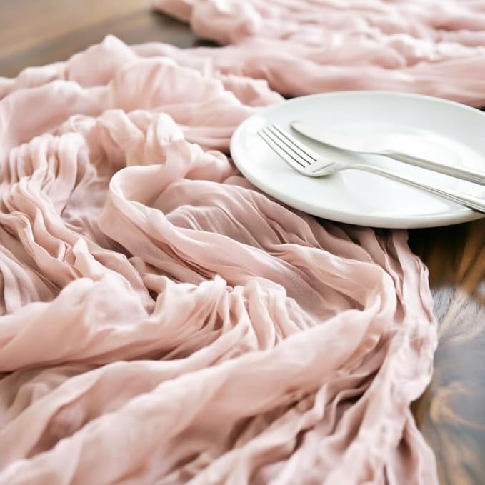 Dusty Pink Cheesecloth Table Runner 160 Inches 10 Pack Gauze Table Runner | - Image 4