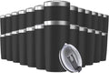 25 Pack 20oz Tumbler Vacuum Insulated Travel Mug with Lids, Stainless Steel Double Wall Bulk Cup for Home, Office, Outdoor Suitable for Vehicle Cup Holders Black