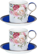 KAMMAK Tea Cups and Saucers Set of 2, Porcelain Coffee Cups, JBE015 | Stackable by KAMMAK