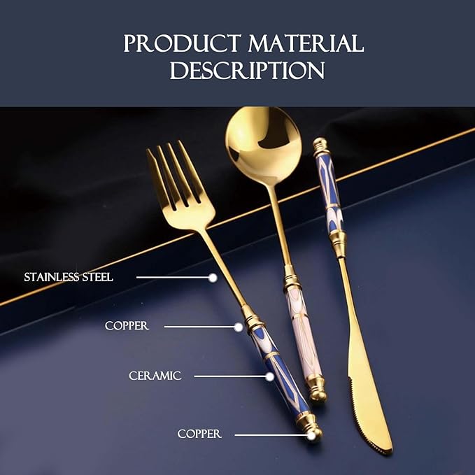 20-piece Silverware Set With Ceramic Handle, Premium Food Grade Stainless Steel Flatware Sets, Mirror Polished Cutlery Set, Dishwasher Safe (for 4 People)