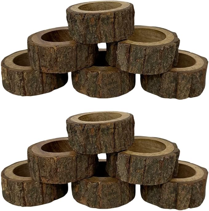Napkin Holder Set of 12 Handmade Acacia Wood Dining Table Napkin Ring Classic by ARNCRAFT
