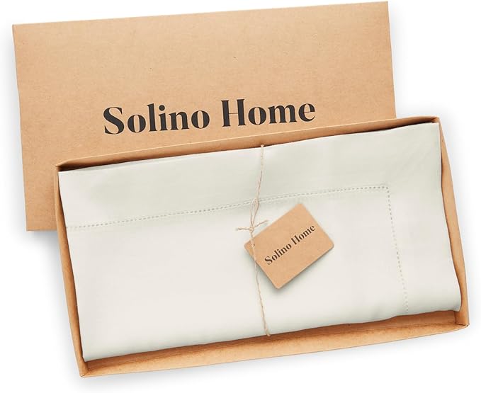 Solino Home Ivory Linen Tablecloth 52 x 52 Inch - 100% Pure Linen Square Table Throw - Classic Hemstitch, Machine Washable Table Cloth for Spring, Easter