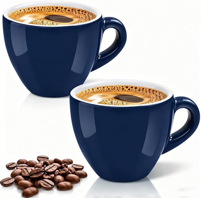 Pilnocok Ceramic Espresso Cups Set of 2, 2.5 oz Blue Small Coffee Mugs | by Pilnocok