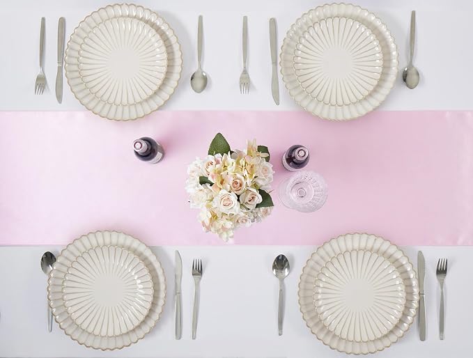 Light Pink Satin Table Runner, 12x108 Inches, 2 Pack | Premium Satin, Smooth - Image 5